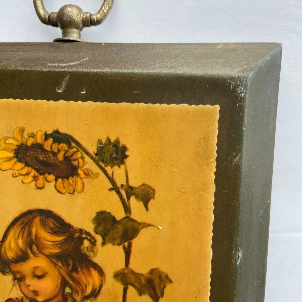 Vintage Cute  Wooden Wall Decor Boy Girl Dogs 2 pc
